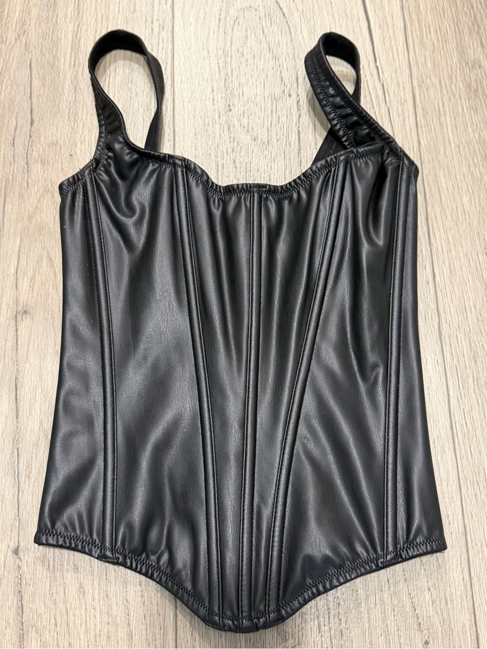 Victoria’s Secret Black Faux Leather Corset Bodysuit - Women Intimates